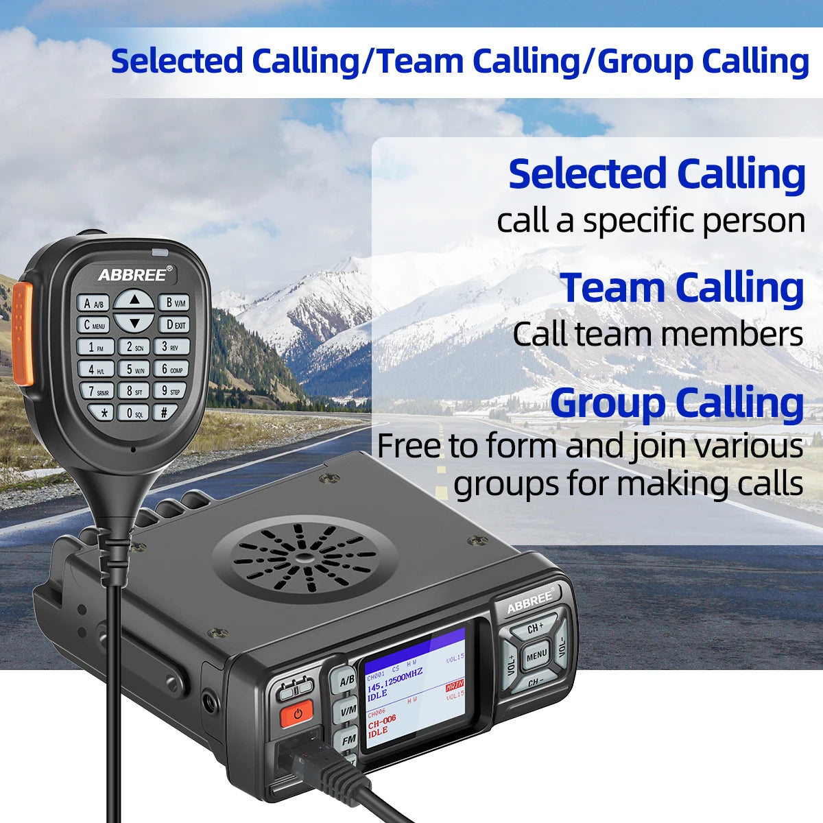 ABBREE AR-318 / AR-218 – Radio Mobile Portable VHF/UHF Double Bande 25W 128 Canaux - BLACKBEARD OUTDOOR INDUSTRIES