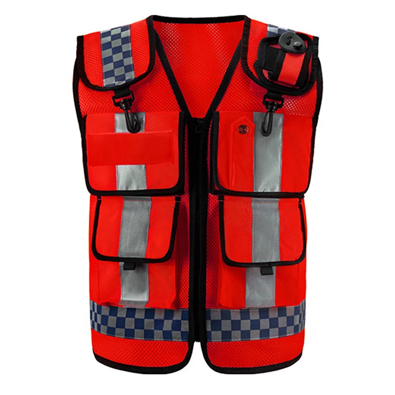 Gilet de sécurité réfléchissant multipoches pour patrouille et extérieur