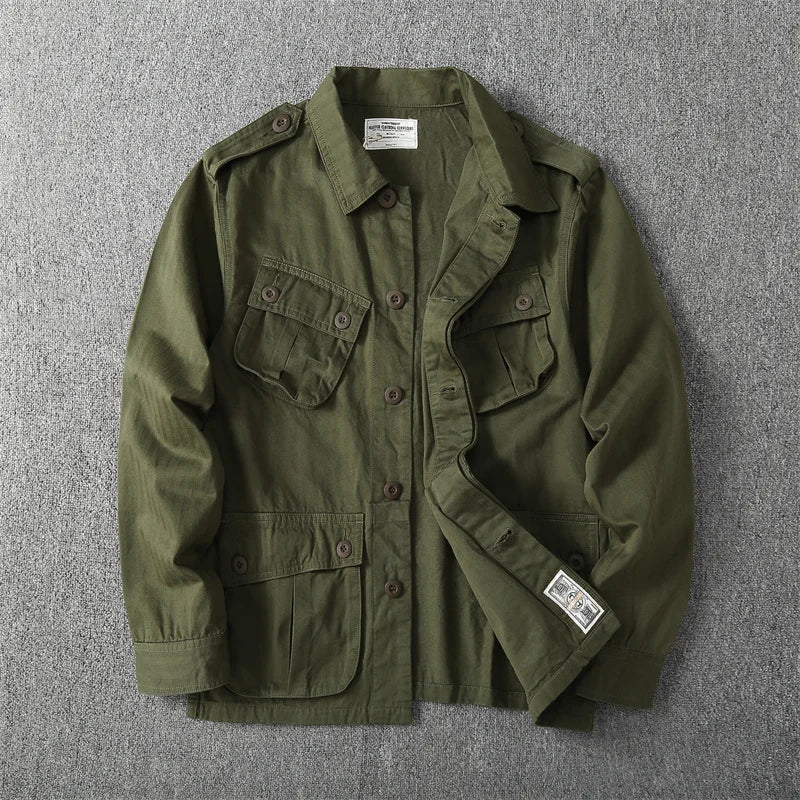 Veste M65 Militaire Homme Coton 100% Lavé – Multi-Poches, Col Rabattu, Style American Retro Jungle | Automne | S à 2XL | 2 Coloris - BLACKBEARD OUTDOOR INDUSTRIES