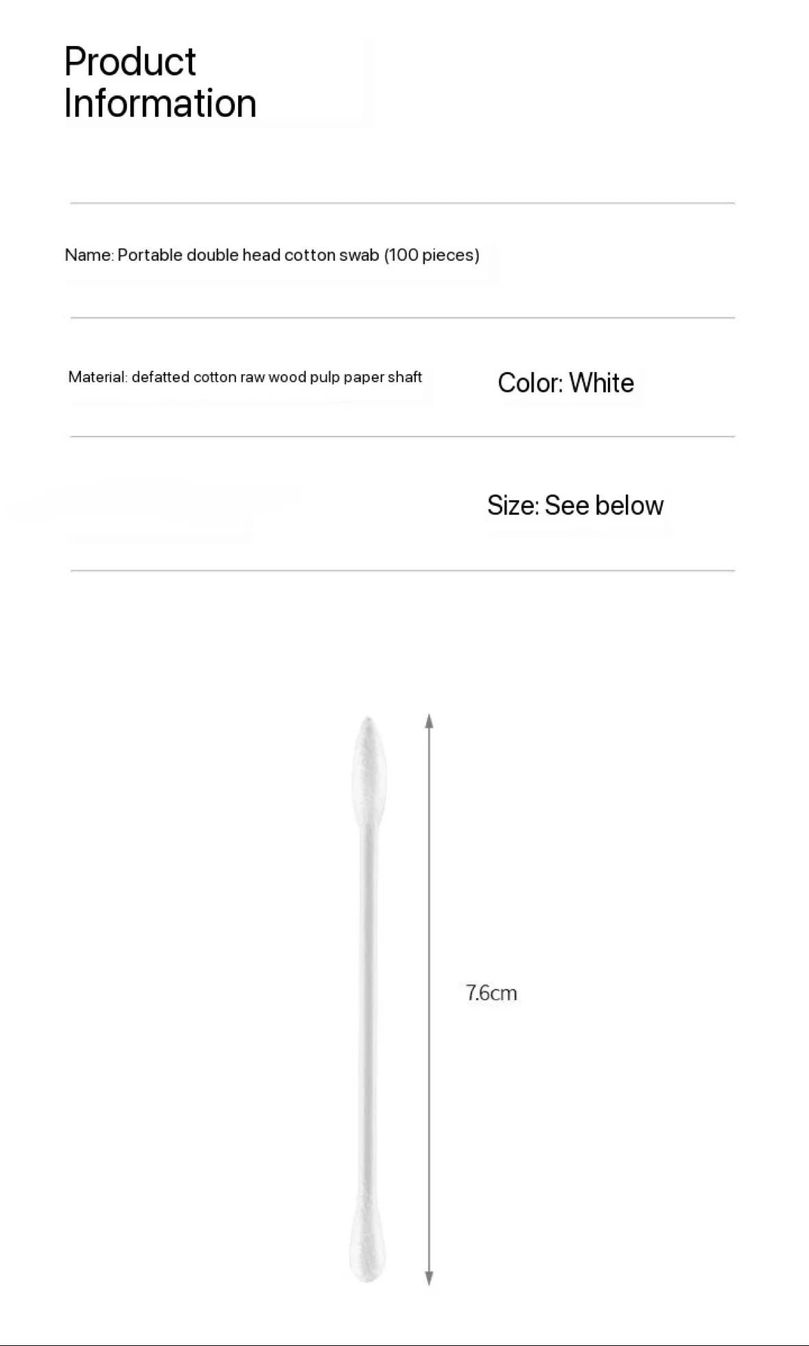 100 Coton-Tiges Individuellement Emballés – Double Embout – Hygiéniques, Jetables, Portables - BLACKBEARD OUTDOOR INDUSTRIES