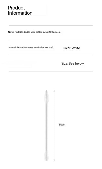 100 Coton-Tiges Individuellement Emballés – Double Embout – Hygiéniques, Jetables, Portables - BLACKBEARD OUTDOOR INDUSTRIES