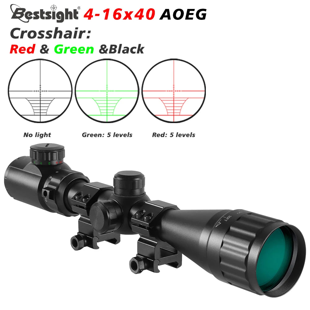 Lunette de Visée 4-16x40 AOEG Optique — Réticule Illuminé Rouge & Vert - BLACKBEARD OUTDOOR INDUSTRIES