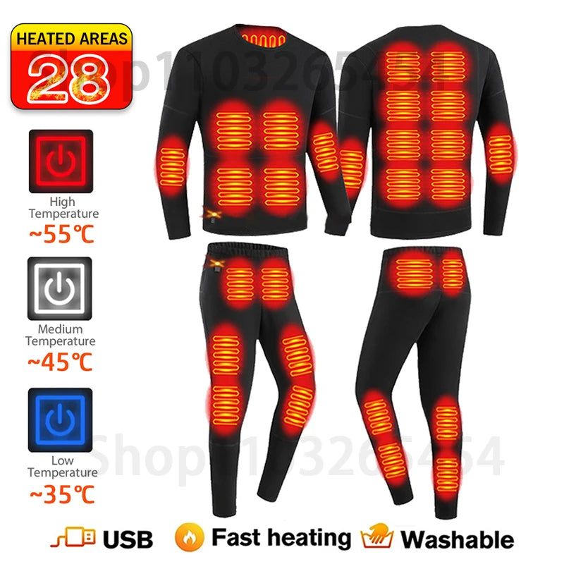 Sous-vêtement chauffant USB hiver – Veste, pantalon ou ensemble