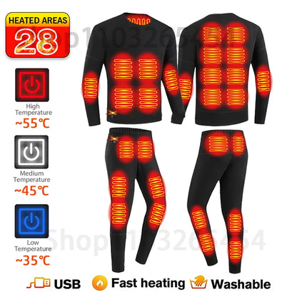 Sous-vêtement chauffant USB hiver – Veste, pantalon ou ensemble