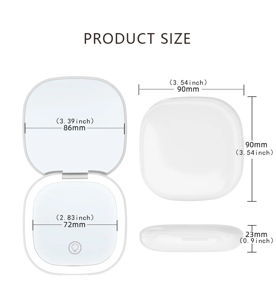 Mini Miroir de Maquillage Pliable avec LED – Grossissement 5x / 10x, Rechargeable, Miroir de Poche Compact - BLACKBEARD OUTDOOR INDUSTRIES