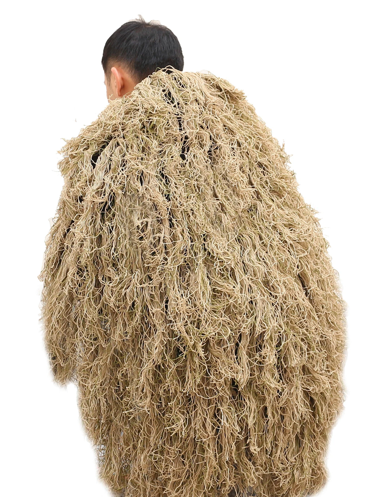 Cape Ghillie Camouflage Tricotée Main 80x90 cm – Chapeau et Poncho de Chasse Mixte