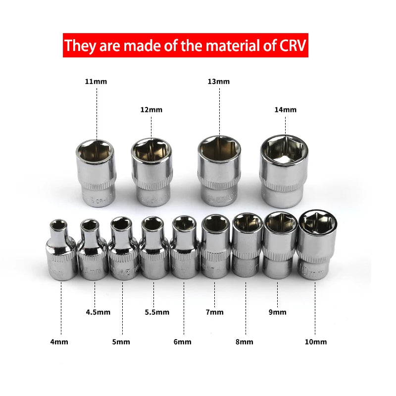 Douille 1/4" Simple – Tailles 4 à 14 mm | Clé à Cliquet, Outil Manuel - BLACKBEARD OUTDOOR INDUSTRIES