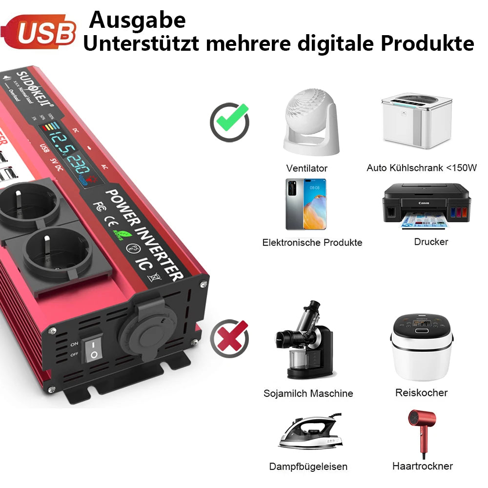 Convertisseur 12V DC vers 220V AC – 4000W Max - BLACKBEARD OUTDOOR INDUSTRIES