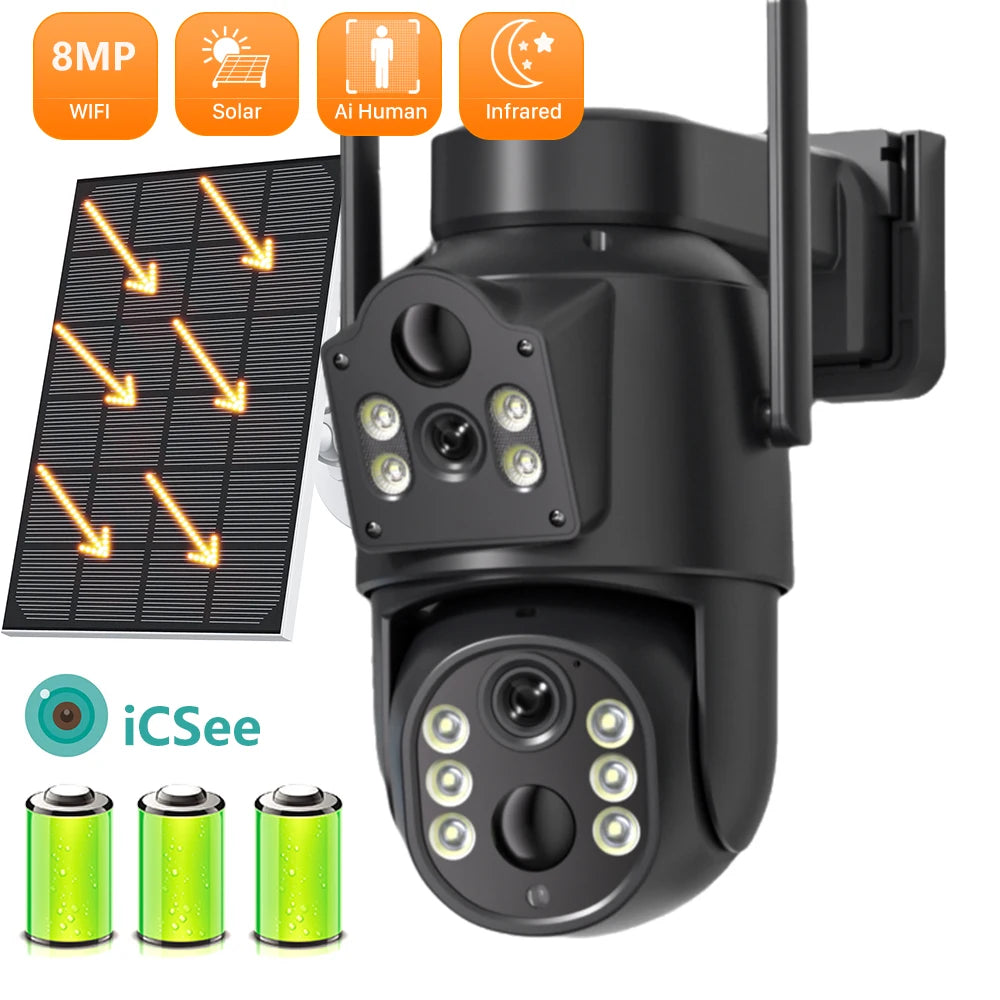 Caméra de Chasse Solaire 8MP/2MP — Double Objectif PTZ, Vision Nocturne, WiFi, IP66 - BLACKBEARD OUTDOOR INDUSTRIES