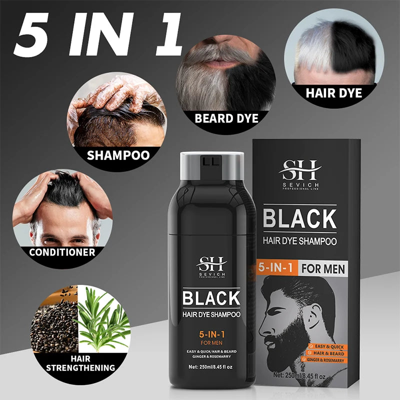 Shampooing colorant noir pour cheveux blancs 250 ml
