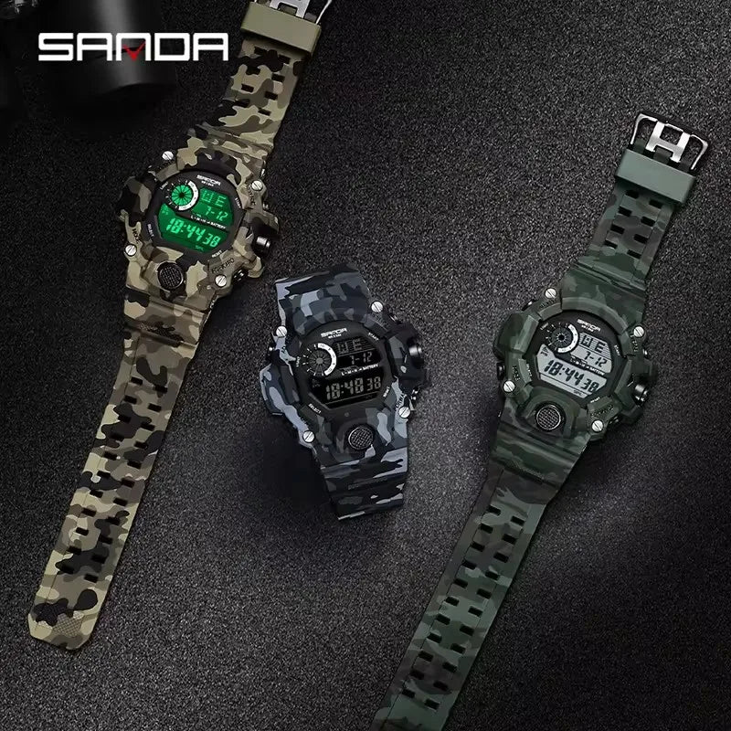Montre numérique homme SANDA 2183 camouflage sport
