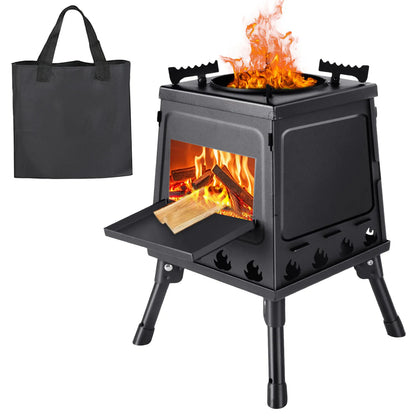 Poêle à Bois Pliant Vacclo – Acier Carbone, Multicarburant, Sac de Transport Inclus, Camping Randonnée