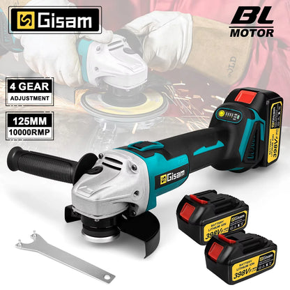 Meuleuse d’Angle Électrique Brushless 125 mm Gisam – Vitesse Variable – Compatible Batterie Makita 18V - BLACKBEARD OUTDOOR INDUSTRIES