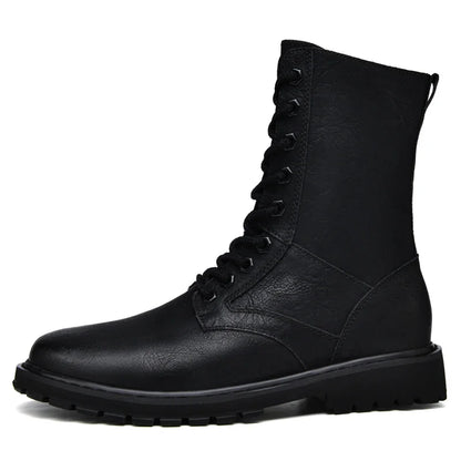 Bottes tactiques homme grande taille en cuir, hiver