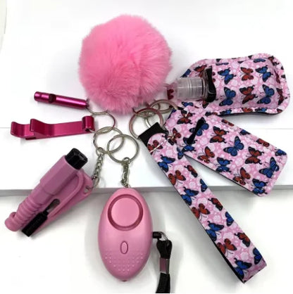 Kit Porte-Clés Défense Personnelle Femme – Alarme Sonore, Bouteille de Voyage, 20 Coloris