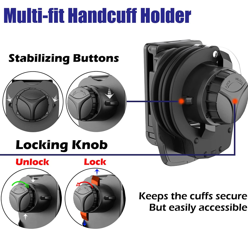 Étui Universel pour Menottes avec Ouverture Supérieure – Verrouillage Sécurisé et Clip Réglable à 60° pour Ceinture de 2 pouces - BLACKBEARD OUTDOOR INDUSTRIES