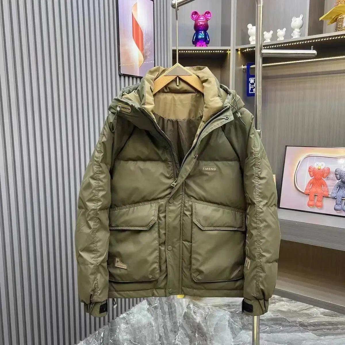 Fashion Men's Hooded Down Jacket Fall Winter Thick Warm Outdoor Windproof Sportwear Coats Male Disposable White Duck Down Jacket BLACKBEARD OUTDOOR INDUSTRIES
