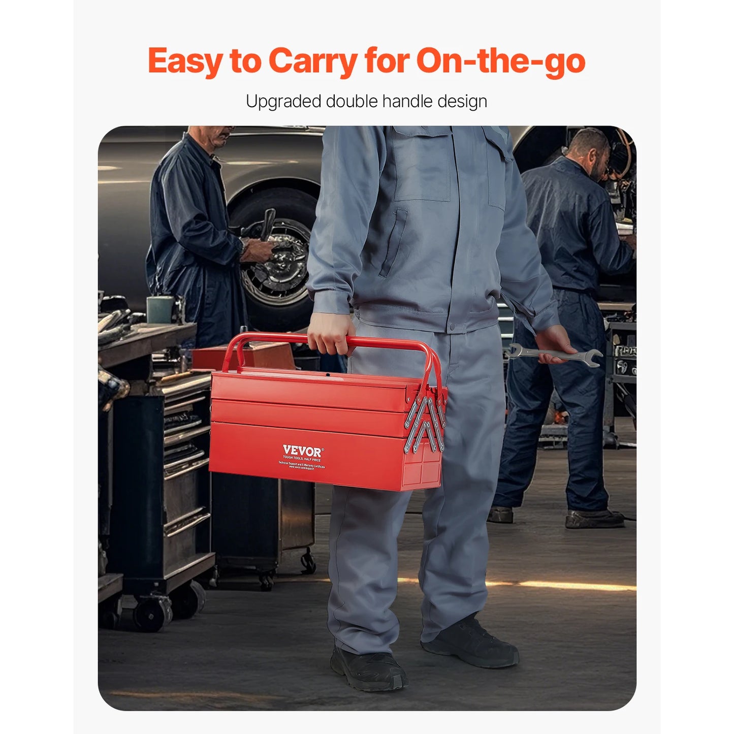 Boîte à Outils Métallique VEVOR 18” – 3 Niveaux / 5 Compartiments | Coffre de Chantier Portable avec Poignée - BLACKBEARD OUTDOOR INDUSTRIES