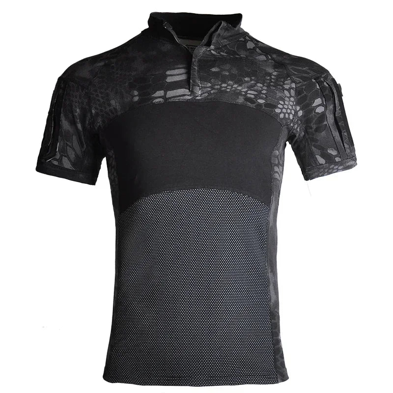 T-Shirt Tactique Combat Homme – Manches Courtes, Camouflage Multicam | Chasse & Airsoft