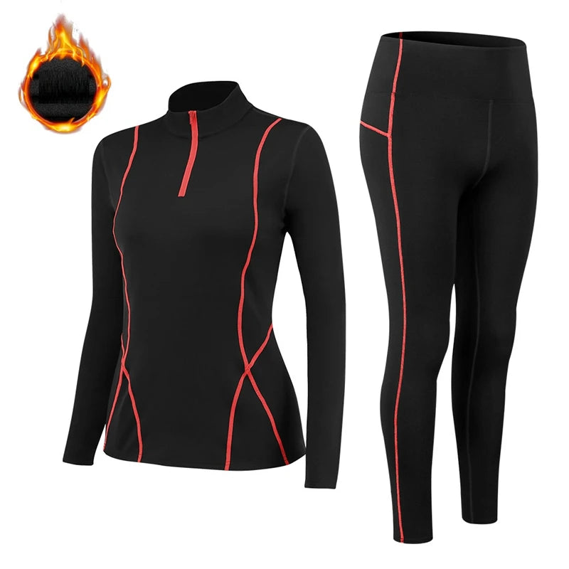 Sous-Vêtements Thermiques Femme Col Montant – Set Polaire Fine Gainant Hiver