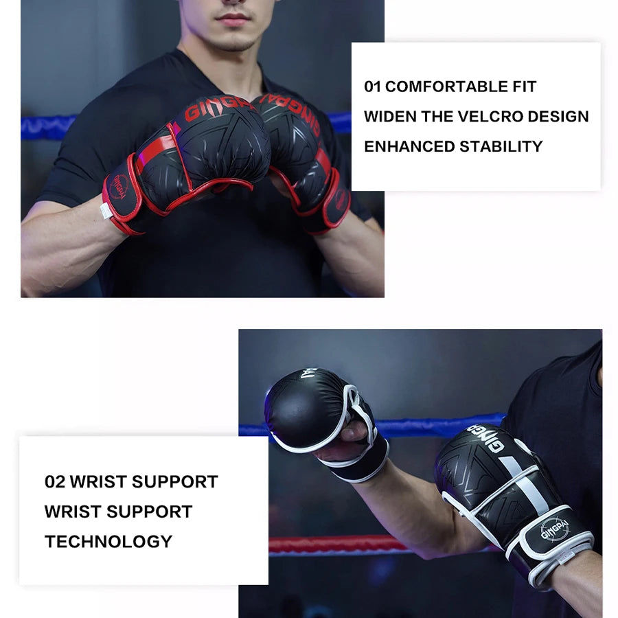Gants MMA Demi-Doigts Pro Cuir PU – Sac de Frappe / Karaté / Muay Thai – S M L Adulte & Enfant - BLACKBEARD OUTDOOR INDUSTRIES