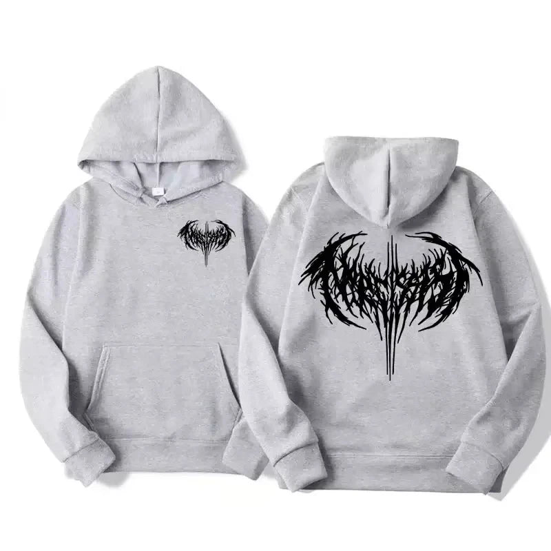 Sweat à capuche gothique femme imprimé, coupe ample