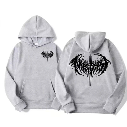 Sweat à capuche gothique femme imprimé, coupe ample