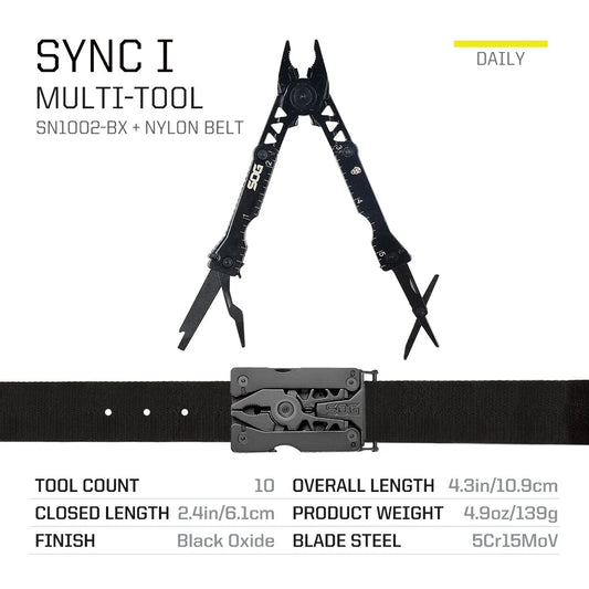 SOG Sync I Traveler EDC Multi-tool with 10 Survival Tools, Tactical & Outdoor Camping Supplies, Portable Travel & Hiking Kit Set BLACKBEARD OUTDOOR INDUSTRIES