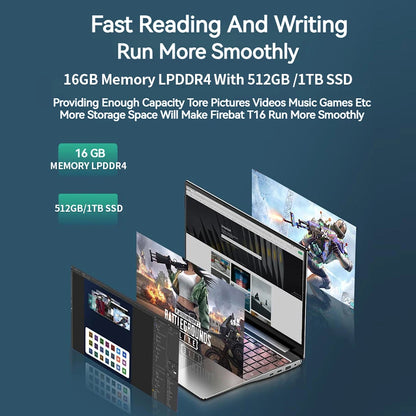 Firebat A16 Laptop – Ordinateur Portable Business Léger 16 pouces - BLACKBEARD OUTDOOR INDUSTRIES