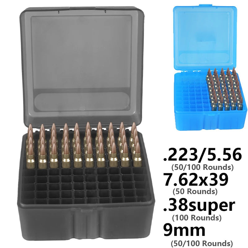 Boîte de Rangement pour Munitions – 50 ou 100 Coups | Calibres .223/5.56mm, 7.62x39mm, .38 Spé , 9mm Ma boutique