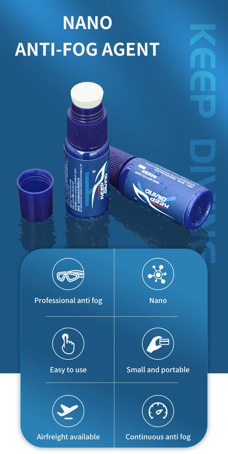 Nano Agent Anti-buée KEEP DIVING de 15 ml Ma boutique