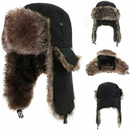 Chapka Ushanka Russe Imperméable - Doublure Fausse Fourrure, Ski et Hiver