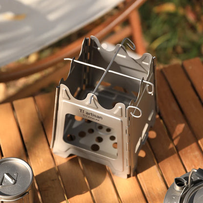 Réchaud à bois pliable pour camping et bivouac – Titane ou inox