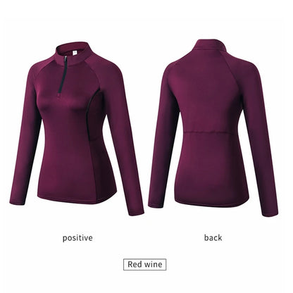 Top Sport Femme Manches Longues – Col Montant Yoga Fitness Running