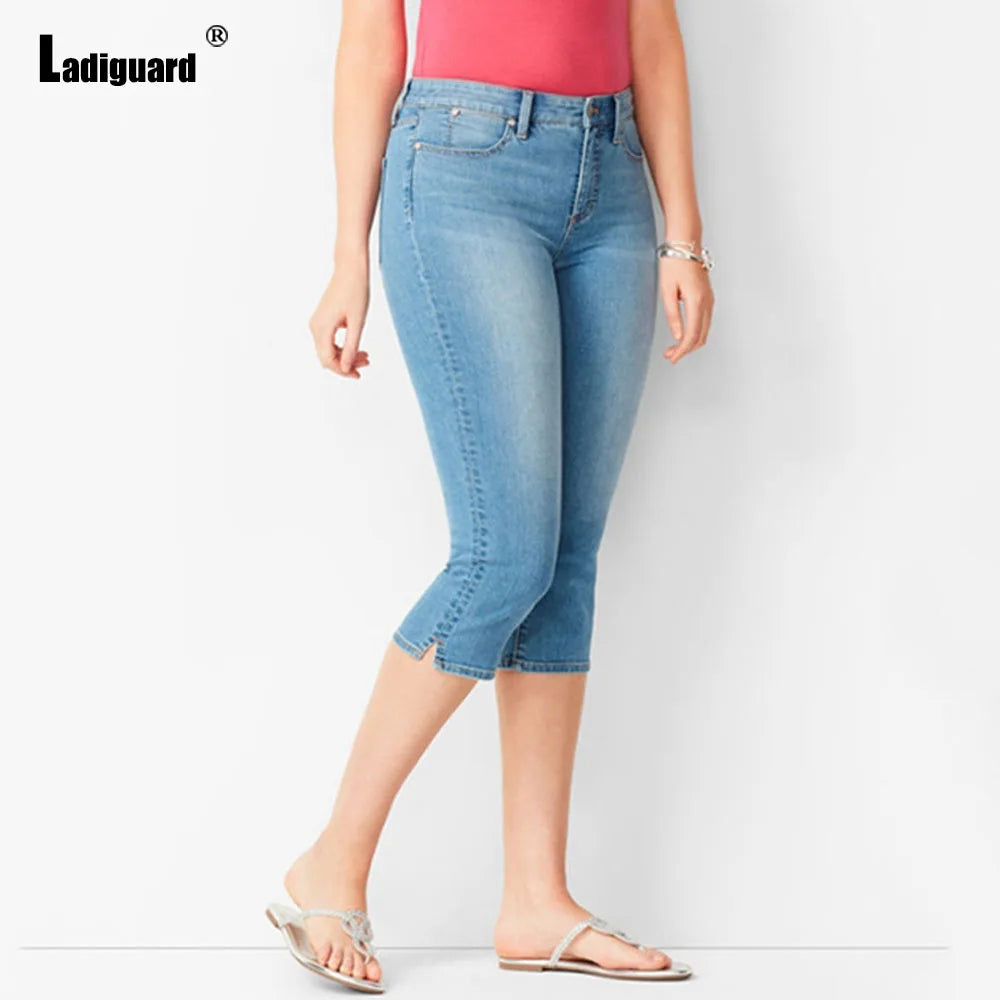 Jean Capri Femme Vintage Taille Haute – Grandes Tailles jusqu’au 3XL – Style Européen Mode Été 2025 - BLACKBEARD OUTDOOR INDUSTRIES