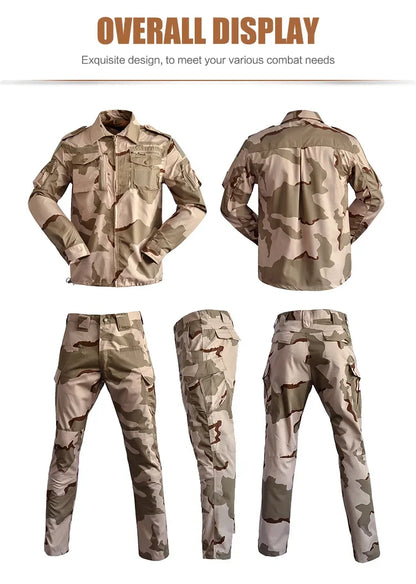 Set de Vêtements Tactiques BDU - Chemise et Pantalon Camouflage pour Entraînement en Plein Air, Randonnée, Chasse, Airsoft, Sniper, Combat, Ghillie Suit - BLACKBEARD OUTDOOR INDUSTRIES