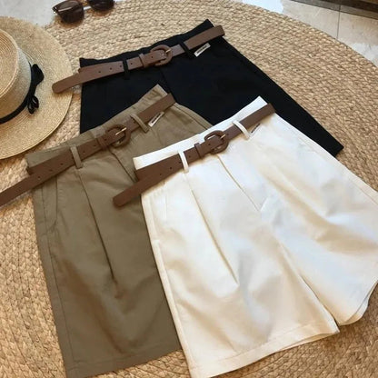 Short Large Femme Été – Style Classique & Décontracté Coupe A-Line, Léger, Coton Mélangé, Taille Mi-haute, Fermeture Zippée Ma boutique