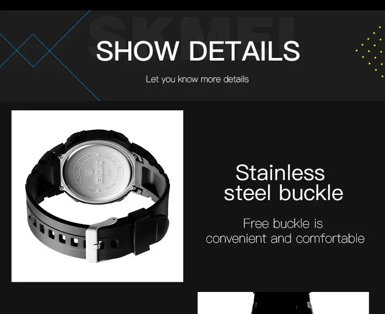 SKMEI 1560 – Montre Digitale Homme 100M Étanche - BLACKBEARD OUTDOOR INDUSTRIES