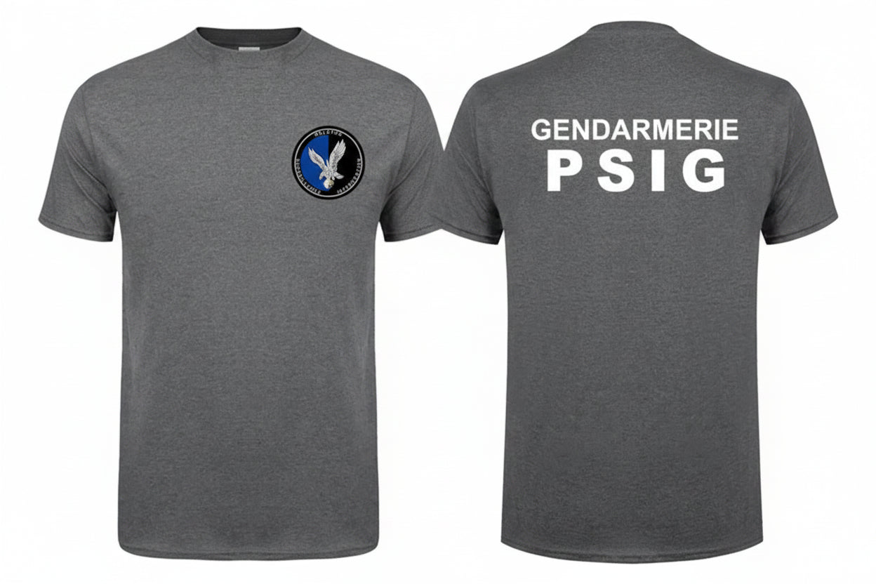T-Shirt Gendarmerie Française PSIG Homme – Coton, Manches Courtes, Col Rond - BLACKBEARD OUTDOOR INDUSTRIES