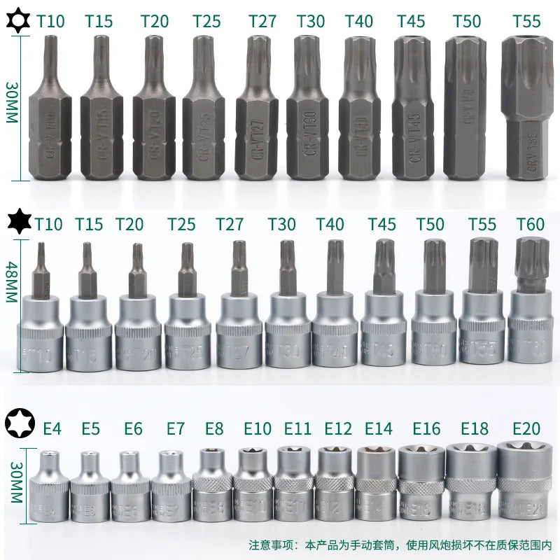 Set de 34 Pièces Douilles Torx Star & Embouts Sécurité – Mâle/Femelle E-Security - BLACKBEARD OUTDOOR INDUSTRIES