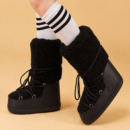 Bottes de neige à fourrure et semelle épaisse