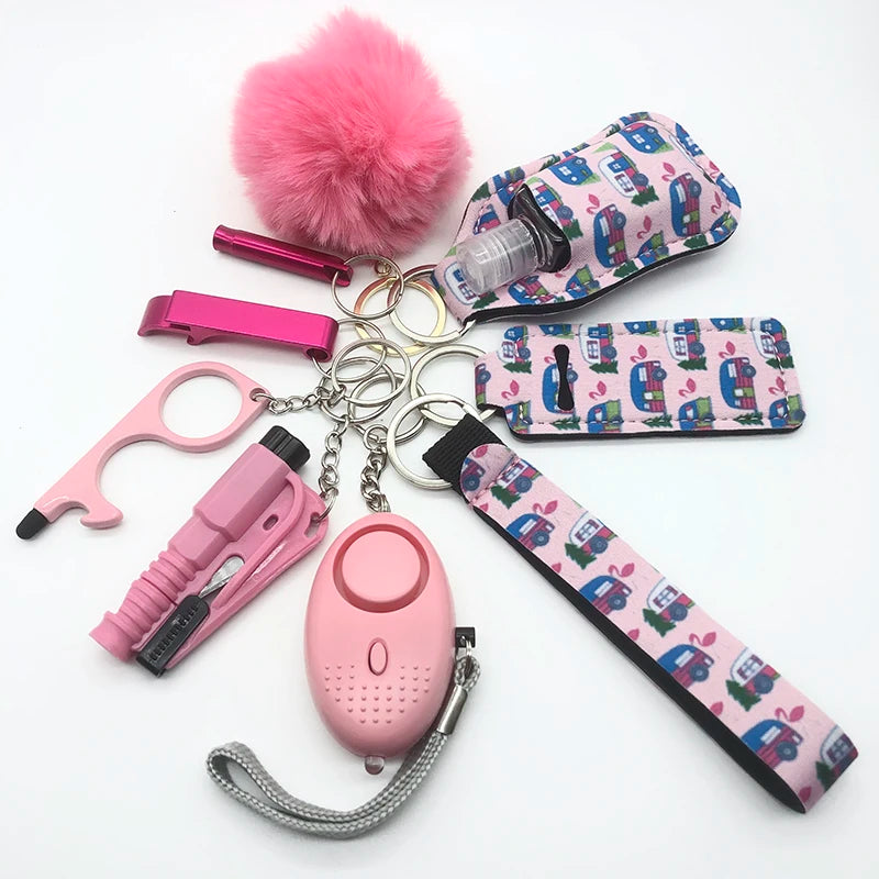 Kit porte-clés de sécurité femme 10 pièces avec dragonne