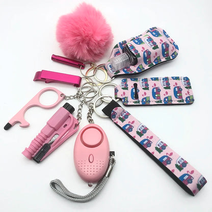 Kit porte-clés de sécurité femme 10 pièces avec dragonne