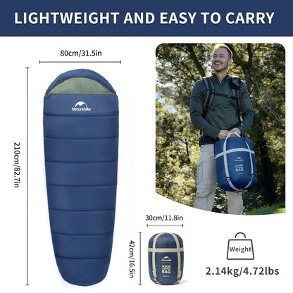 Sac de Couchage Momie Naturehike MJ300/MJ600 – 3 Saisons Camping Hiver Adulte