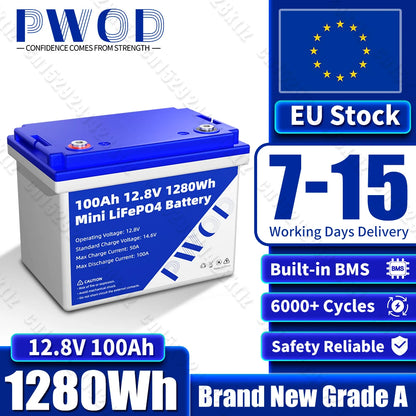Batterie LiFePO4 PWOD 12V 100Ah – Pack BCI Group 24 Pour VR, Bateau, Camping, Énergie Solaire - BLACKBEARD OUTDOOR INDUSTRIES