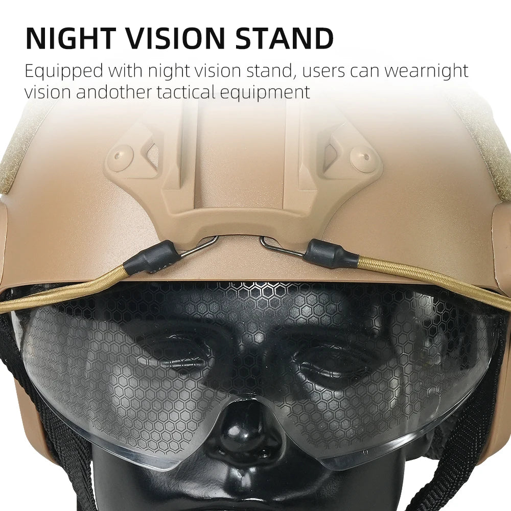 Casque Tactique Fast PJ Airsoft avec Lunettes – Protection Tête ABS CS Tir Outdoor - BLACKBEARD OUTDOOR INDUSTRIES