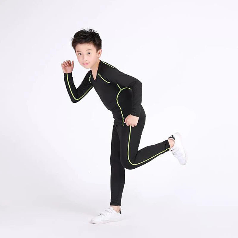 Tenue Sport Enfant Compression – Maillot Manches Longues Séchage Rapide