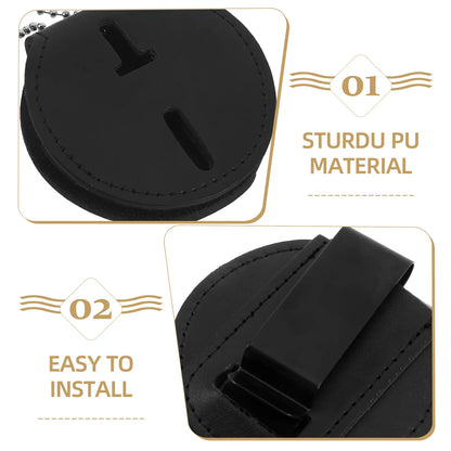 Porte-badge noir avec clip et chaînette