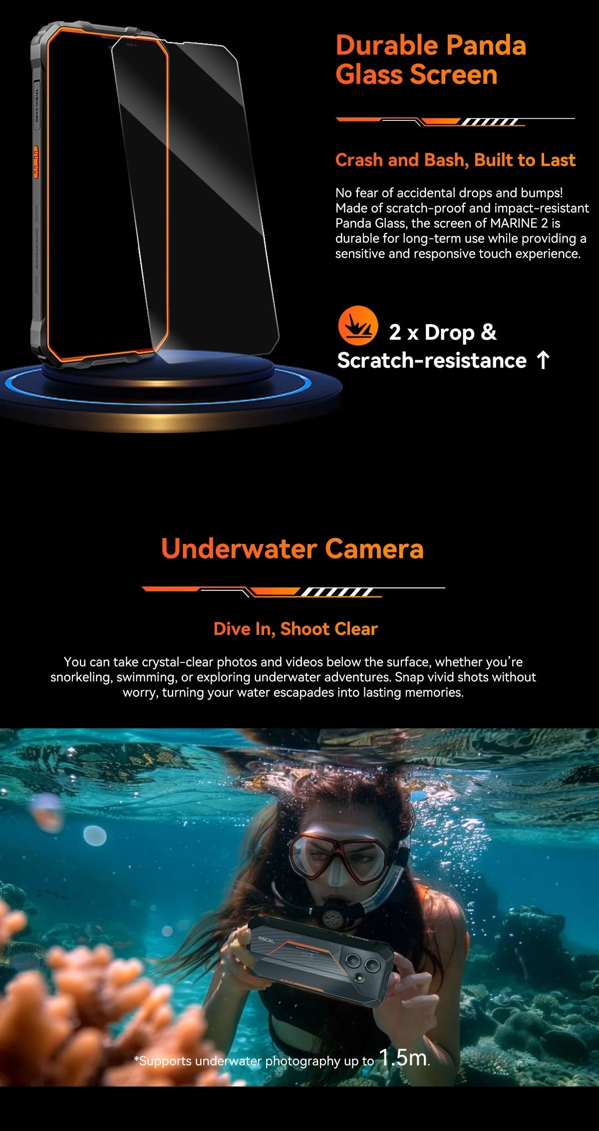 Blackview OSCAL Marine 2 Rugged Smartphone AI, 6.56'' HD+ Display, Unisoc T615, 24(8+16)GB 256GB, 11000mAh, Android 15 Phone NFC BLACKBEARD OUTDOOR INDUSTRIES