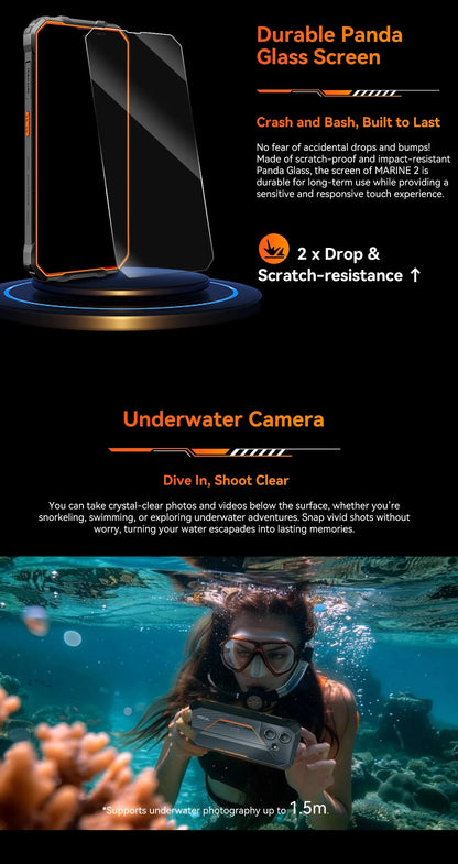 Blackview OSCAL Marine 2 Rugged Smartphone AI, 6.56'' HD+ Display, Unisoc T615, 24(8+16)GB 256GB, 11000mAh, Android 15 Phone NFC BLACKBEARD OUTDOOR INDUSTRIES